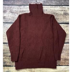 VTG JH Collectibles Sweater Womens Small Wool Chunky Cable Knit Turtleneck Red